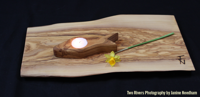 Olive Wood Board and Tea-light holder